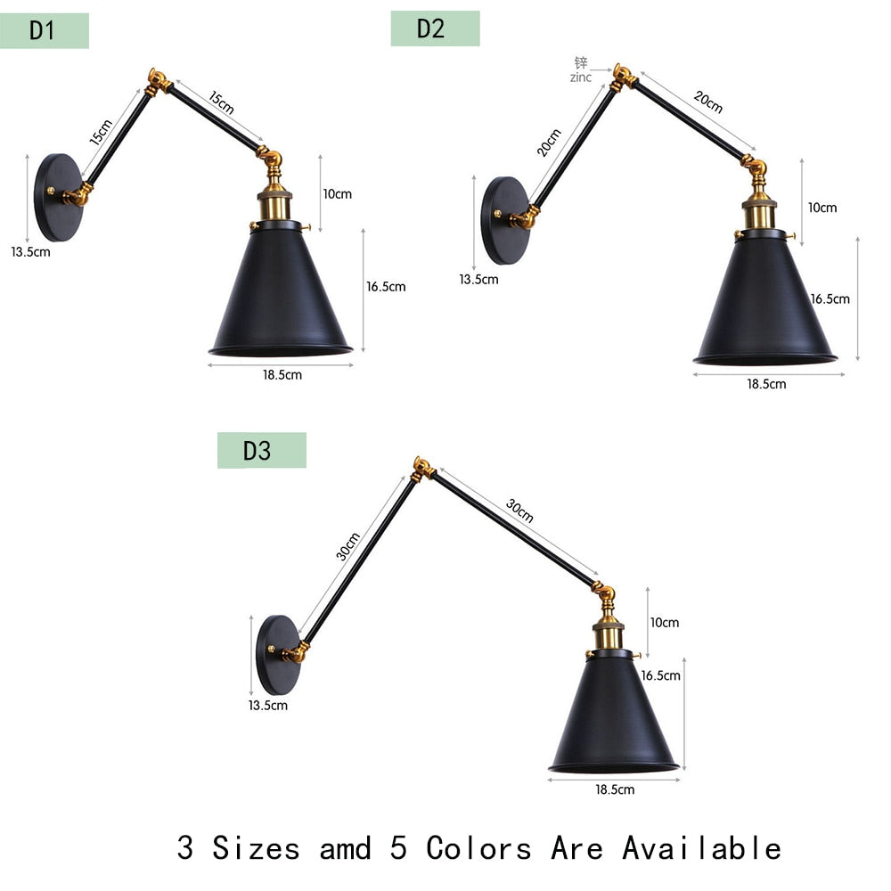 SkandiShop Adjustable Wall Lamp Sconce Iron Loft